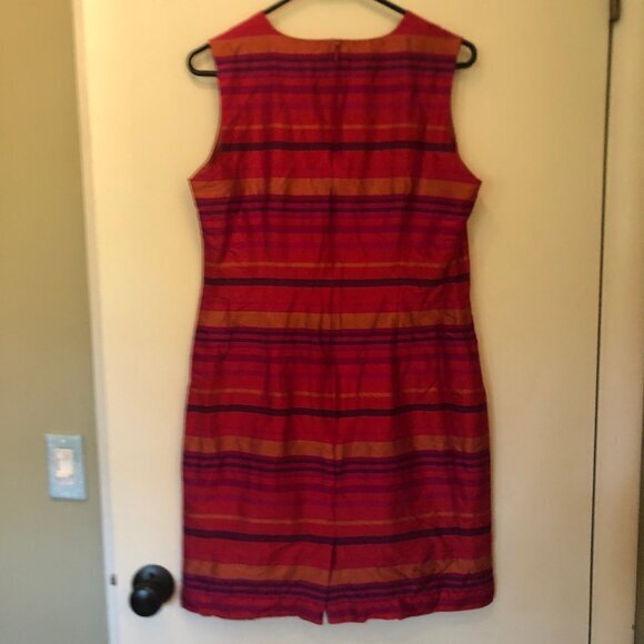 Vintage Jillian Jones 100% silk striped shift dress sz 8 - Picture 10 of 12